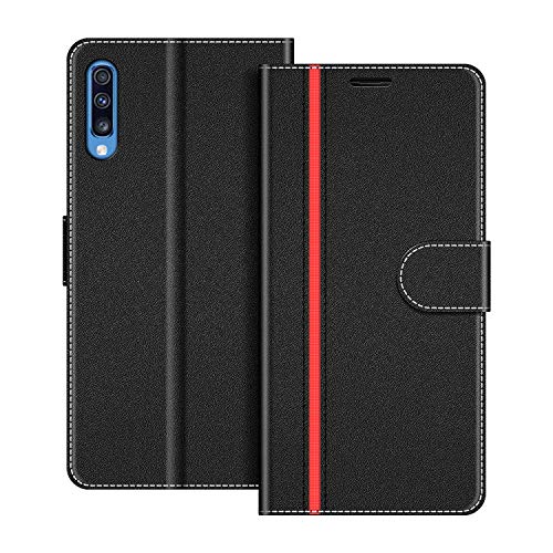 COODIO Samsung Galaxy A70 Case, Samsung A70 Phone Case, Galaxy A70 Wallet Case, Magnetic Flip Leather Case For Samsung Galaxy A70 Phone Cover, Black/Red
