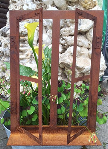 Deko-Fenster 45 x 33 cm zum Öffnen Rost Edelrost Metall + Original Pflegeanleitung von Steinfigurenwelt - 2
