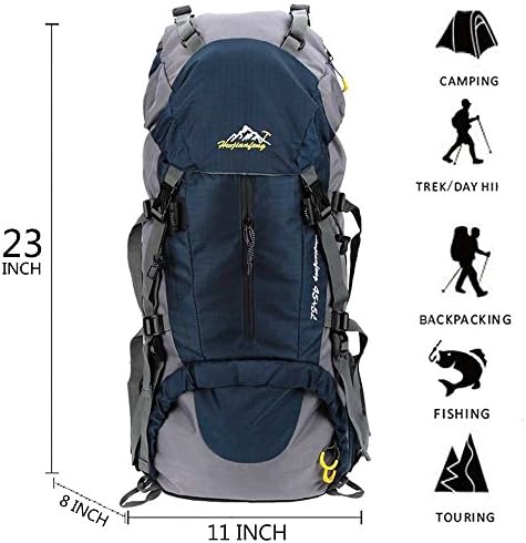 Chomo 50L Waterproof Outdoor Sport Hiking Backpack Trekking Camping Travel Daypack Pack Mountaineering Climbing Knapsack with Rain Cover (Deep Blue)