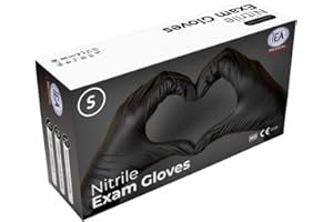 IEA Medical Nitrilhandschuhe S Schwarz 100 Stück, Einweghandschuhe, Reißfest, Untersuchungshandschuhe, Latexfreie Handschuhe, Einmalhandschuhe