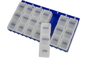 QUERALTO Pastillero semanal 3 tomas diarias de tamaño grande, 1 unidad