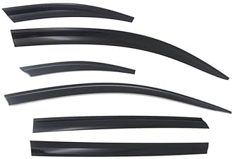 ROYALTECH Car Rain Wind Door Visor Non Breakable Deflector(Set of 6, Black) (Renault Triber)