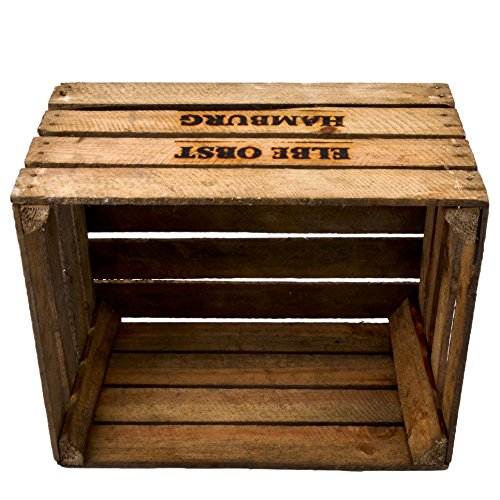 Holzkiste Vintage Elbe Obst Hamburg 30x50x40cm braun Weinkisten Landhaus Kolonial - 3
