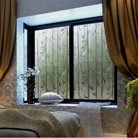 Tamia-Home Statische Fensterfolie 90% UV-Sonnenschutz Selbsthaftende Sichtschutzfolie Glasdekor“Bambus“ L024 (60x100cm) - 3