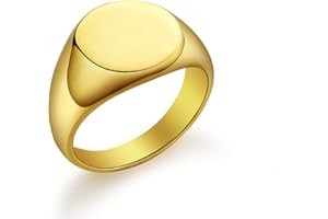 Joliernelle Round Siegelring Damen/Herren, Edelstahl/Gold Bandring Größe 49-67