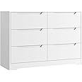 HOCSOK Chest of Drawers, 6 Drawer Bedroom Cabinet with Handleless, Wooden Bedside Table Storage Cabinet for Bedroom, Living Room, Hallway