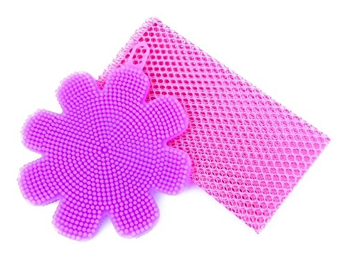 Preisvergleich Produktbild Silikonschwamm Küche Antibakterieller Scrubber Schwamm Reinigungsbürste (purpurrot) + Kratzfreie Topfreiniger(Rosa) - 2 Stück-Installationssatz für Säubern Küche Badezimmers Antihaft-Kochgeschirrs Töpfe Wannen Geräte Küchengeräte - Oobie Scrub