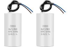 KSYWYDU 2 Piezas CBB60 450v 10uf 50/60HZ Condensador de Arranque, Condensador de Supresión de Arranque del Motor Microfaradio con Cable, Adecuado para Compresores, Lavadoras, Aires Acondicionados