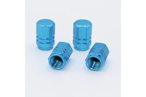 Skynotek – Pack 4 tapas de válvula Schrader para automóvil, moto, bicicleta y patinete eléctrico | Tapones antipolvo de aleación de aluminio para neúmaticos | Protección y seguridad | Color azul claro