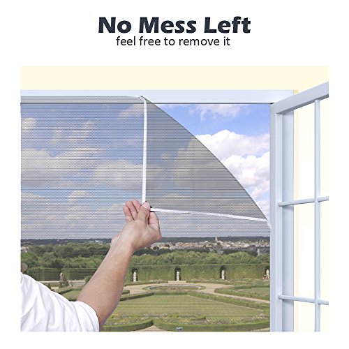 Rabbitgoo Fliegengitter für Fenster Mückennetze Moskitonetz Gaze Fenster Insektenschutz, selbstklebend, Klettverschluss, anthrazit, durchsichtig, 1,3m x 1,5m - 6