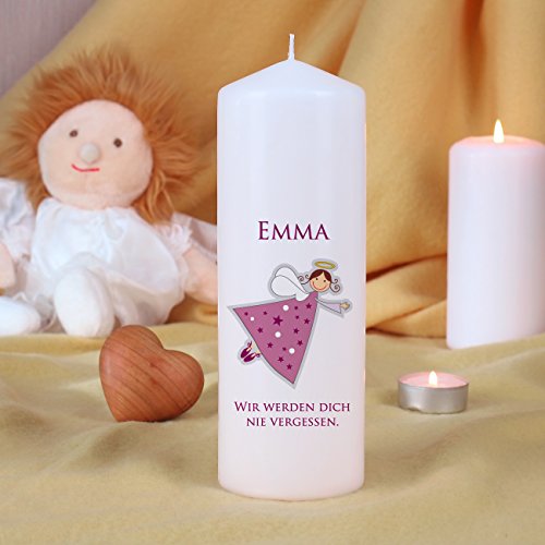 private grief Gedenkkerze Sternenkind mit Namen und Ihrem ganz persönlichem Text in rosa - 2