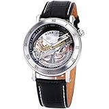 JARAGAR Luxus Golden Bridge Herren Skelett Automatik Mechanische Armbanduhr transparent Fall Echtes Leder Gurt + Geschenk-Box