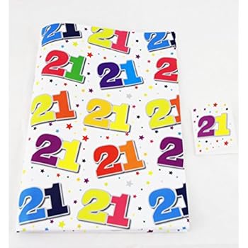 21st Birthday Wrapping Paper, 2 Sheets and 1 Matching Tag: Amazon.co.uk ...
