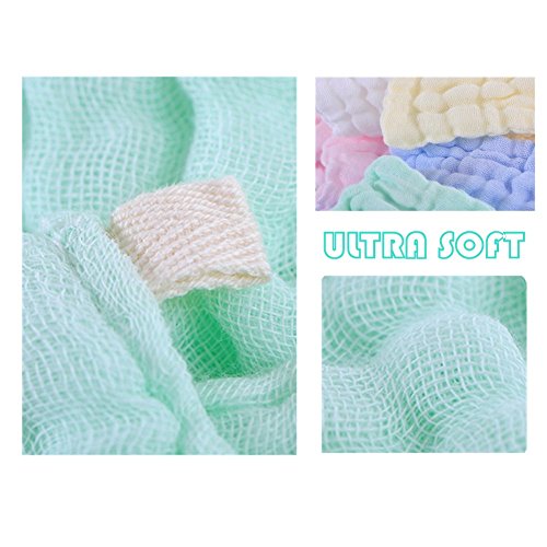 Baby Musselin Waschlappen und Handtücher – natürlichem Bio Baumwolle Baby-Feuchttücher – weich Neugeborene Baby Face Handtuch und Musselin Waschlappen, für empfindliche PORTOFREI. Baby REGISTRY als Dusche Geschenk, 5 Stück 25,4 x 25,4 cm von mulinn - 4