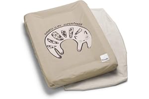 Elodie Details Wickelauflagen Bezug (2 Stücke) Universell auf 100% Oeko-Tex Baumwolle 74 x 48 cm - Kindness Cat, Beige