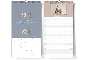PAPERLIONS Familienplaner 2025 zum Selbstgestalten mit 3 Spalten I [Blattgold] I DIY Fotokalender 20 x 32cm zum selber gestalten I Bastelkalender I 3 Spalten - Perfekt für kreative Familienplanung
