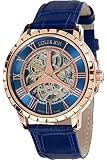 LOUIS XVI Herren-Armbanduhr Paris Rosegold Blau Automatik Skeleton Analog echtes Leder Blau 672