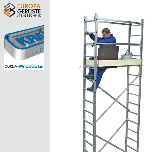 Krause CORDA Montagegerüst mit 2×15 Trittstufen, 5 m Arbsitshöhe, 1500 mm x 520 mm Plattform Durchmesser - 3