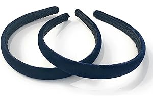 CAPRILITE 2 x Velvet Girls School Headband Alice band Hair Accessories - UK (Navy Blue)