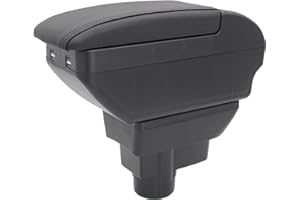 KAERGK Doppellagige Armlehnenbox für Corsa D 2006-2014 Mittelkonsole Aufbewahrungsbox mit 4 USB-Anschlüssen Getränkehalter Armlehne Zubehör Schwarz