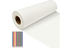 LANSKYLAN Rollo de Papel de Calco, 30cm*50m Papel Calco Blanco, Papel de Patronaje, Papel de Patrón de Alta Transparencia, Papel de Dibujo con 12 Lápices de Dibujo para Calcar Dibujo Envolver