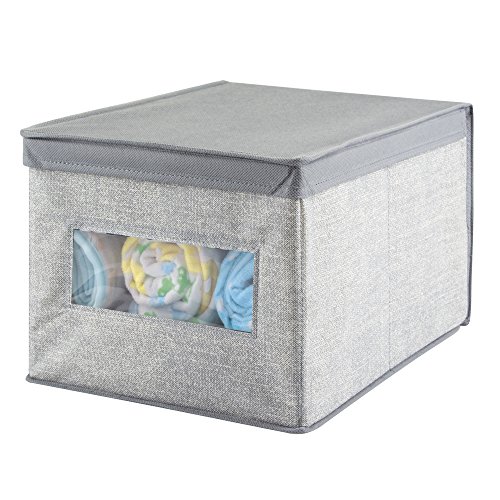 InterDesign 04253EU Aldo Aufbewahrungsbox für den Schrank aus Stoff, Schuhe, Handtaschen, Jeans - Groß, grau, 39.37 x 29.845 x 24.765 cm