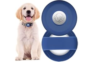 PKQTOP Pet Collar Holder for Airtag, Silicone Dog Collar Cover Compatible with Apple Airtag GPS Tracker, Waterproof Case for Cat Collar