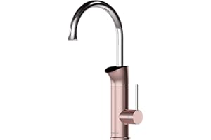 Briwellna Instantaneous Water Heater Tap with Digital Display, 220 V Tankless Electric Heater Kitchen, 360 Degree Rotating Electric Tap (Gloden Rose)