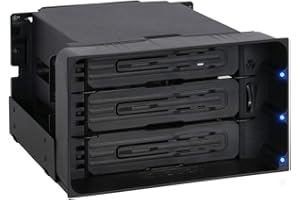 ICY DOCK FlexiDOCK MB830SP-B Hot Swap 3 Bay 3,5 Zoll SATA/SAS HDD Dockinggehäuse Mobile Rack in 2 x 5,25 Zoll Laufwerksschacht (inkl. 3 x SATA-Kabel)