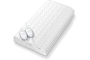 ‎BEURER Beurer TS 26 Doppel-Wärmeunterbett, extragroßes XXL-Format mit separat einstellbaren Temperaturzonen für zwei Personen, zwei Schalter mit je 3 Temperaturstufen, Maschinenwaschbar, 150 x 140 cm