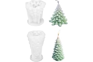 KINDPMA 2 Moldes para velas de árbol de Navidad Moldes de Silicona para Velas Decorativas Navideñas Molde de Vela para Árbol de Navidad 3D Vela árbol Navidad Forma para hacer velas Jabón