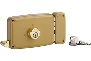 THIRARD - Serrure horizontale en applique double entrée à tirage pour porte d'entrée, droite, 140x94mm, axe 70mm, marron, 3 clés