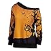Produktbild Damen Halloween Kostüm,Geili Frauen Halloween Fledermaus Kürbis Gedruckt Sweatshirt Mode Diagonale Kragen Langarm Pullover Bluse Oberteile Langarmshirt Hemd