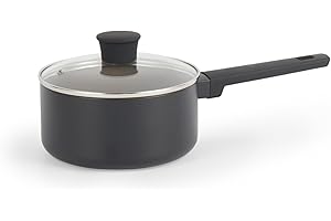 Salter BW12877EU7 Casseruola in ceramica 16 cm - Corpo in alluminio riciclato, rivestimento antiaderente privo di PFOA e PFAS, adatto all'induzione, manico soft-touch, include coperchio in vetro