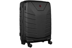 WENGER Pegasus Medium Hartschalenkoffer mit 4 Rollen, Trolley, Mittelgroß, 66 (79) l, Sicherheitsschloss, Damen Herren, Reisen Urlaub, Schwarz, 610848