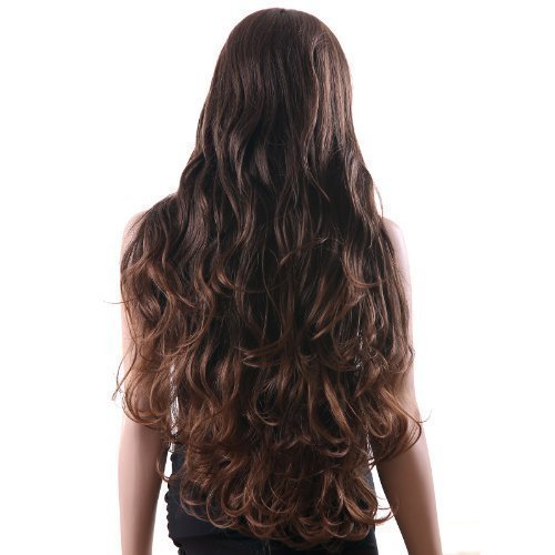 Songmics Neu Stil Perücke Haar Mode Wig Wigs Weiblich Braun Gelockt 91cm Lang WFS133