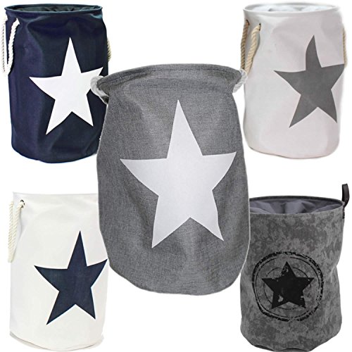 LS Design Wäschesammler Wäschetruhe Wäschesack Wäschekorb Star Sterne Grau