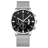 IK Herren-/Damen-Uhr Ø 40mm mit Milanaise-Armband Chenang Herren-/Damen-Armbanduhr mit Kalender Datumanzeige Multi-funktion Watch 804 Mesh mit einzelnen Kalender