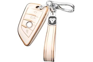 RXXR Samochodowy brelok pokrowiec ochronny złoty TPU etui na kluczyki samochodowe kompatybilne z BMW 2 5 6 7 serii X1 X2 X3 X5 X6 klucz inteligentny