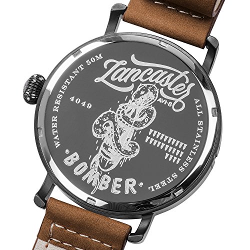 AVI-8 Men's Lancaster Bomber Special Edition Quartz Watch with Black Dial and Brown Leather Strap AV-4049-03