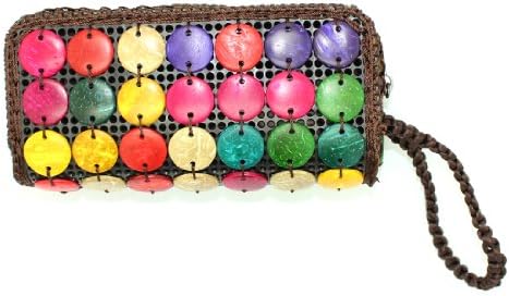 Thai Exotique coloré bois de manguier et corde tressée sac à main de femmes / sac avec fermeture à glissière