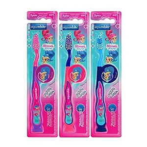 aquawhite Shimmer & Shine Jiggle Wiggle Kids Toothbrush For 3+ Age, Pack of 3