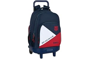 Safta 612225918, Mochila Escolar con Carro Incluido y Espalda Acolchada de F.C. Barcelona Corporativa, 33 x 22 x 45 cm