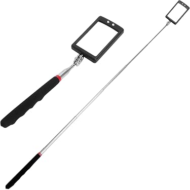 Specchio Telescopico Portatile Diametro 200 Mm, Lunghezza Massima 1.100 Mm Specchio per Ispezione Veicoli con Luce