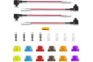 BeiLan 4 Stück Mini Größe Autosicherungen Stromdieb, Stecksicherung Verteiler Flachsicherungsadapter mit 12 stücke sicherung (3A/5A/7.5A/10A/15A/20A) mit 1 stücke Sicherungsabzieher