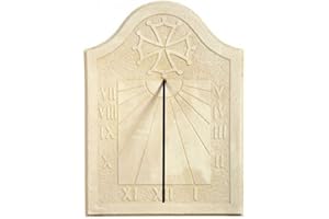 QEM Cadran Solaire Motif Croix de Toulouse Pierre Naturelle 31cmx45cm