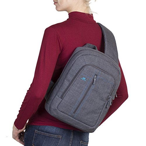 RIVACASE Tasche für Notebook bis 13.1“ – Leichte Umhängetasche mit gepolsterten Seiten und weichen Schultergurt – Grau - 8