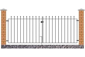 FENCING & GATES & FIREPLACES Manor Ball Top Driveway Gates 3353mm (11ft) GAP x 915mm High wrought iron dual swing metal gate MAZP52