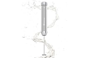 Maestri House Rechargeable Milk Frother with Stepless Speed Control, Handheld Electric Foam Maker Waterproof Detachable Stainless Steel Whisk Drink Mixer Foamer for Lattes, Cappuccino (Silver)