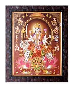 Shree Handicraft Lord Durga MATA Photo Frame for Home Deco (27 cm x 33 cm x 1 cm, Acrylic Sheet Used)